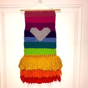🌈 Rainbow Heart Woven Wall Hanging 💜